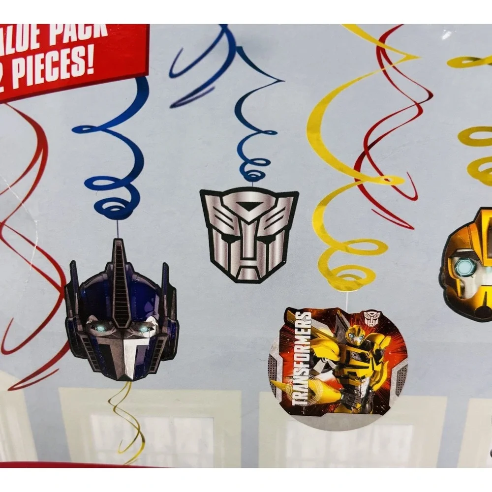 Transformers Swirl Decorations 12 Pc Party Hanging Decor Hasbro 2014 New